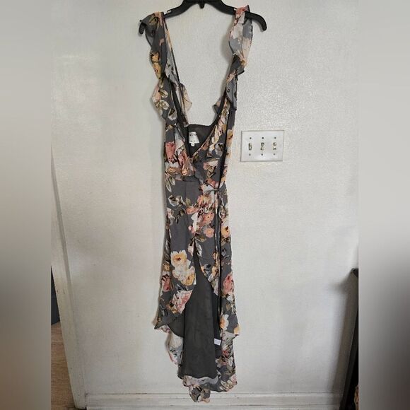 Privacy Please Fillmore Wrapping Dress In Asphalt Size Small - Picture 2 of 8